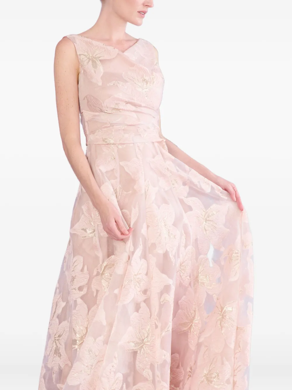 

Платье без рукавов с цветочным узором Talbot Runhof, розовый