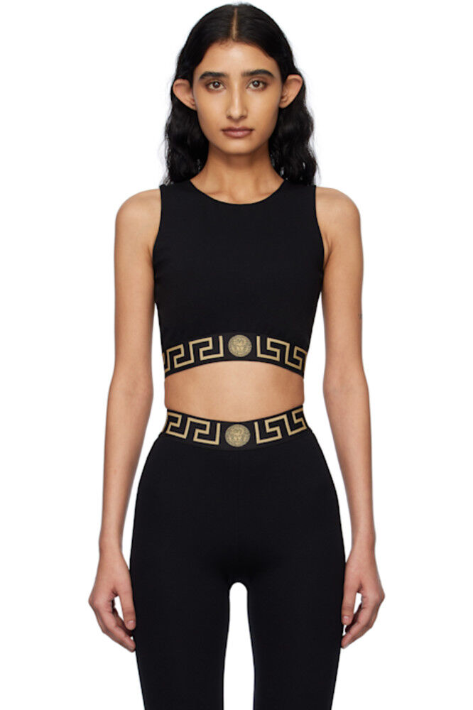 

Черный спортивный бюстгальтер Greca Border для спортзала Versace Underwear