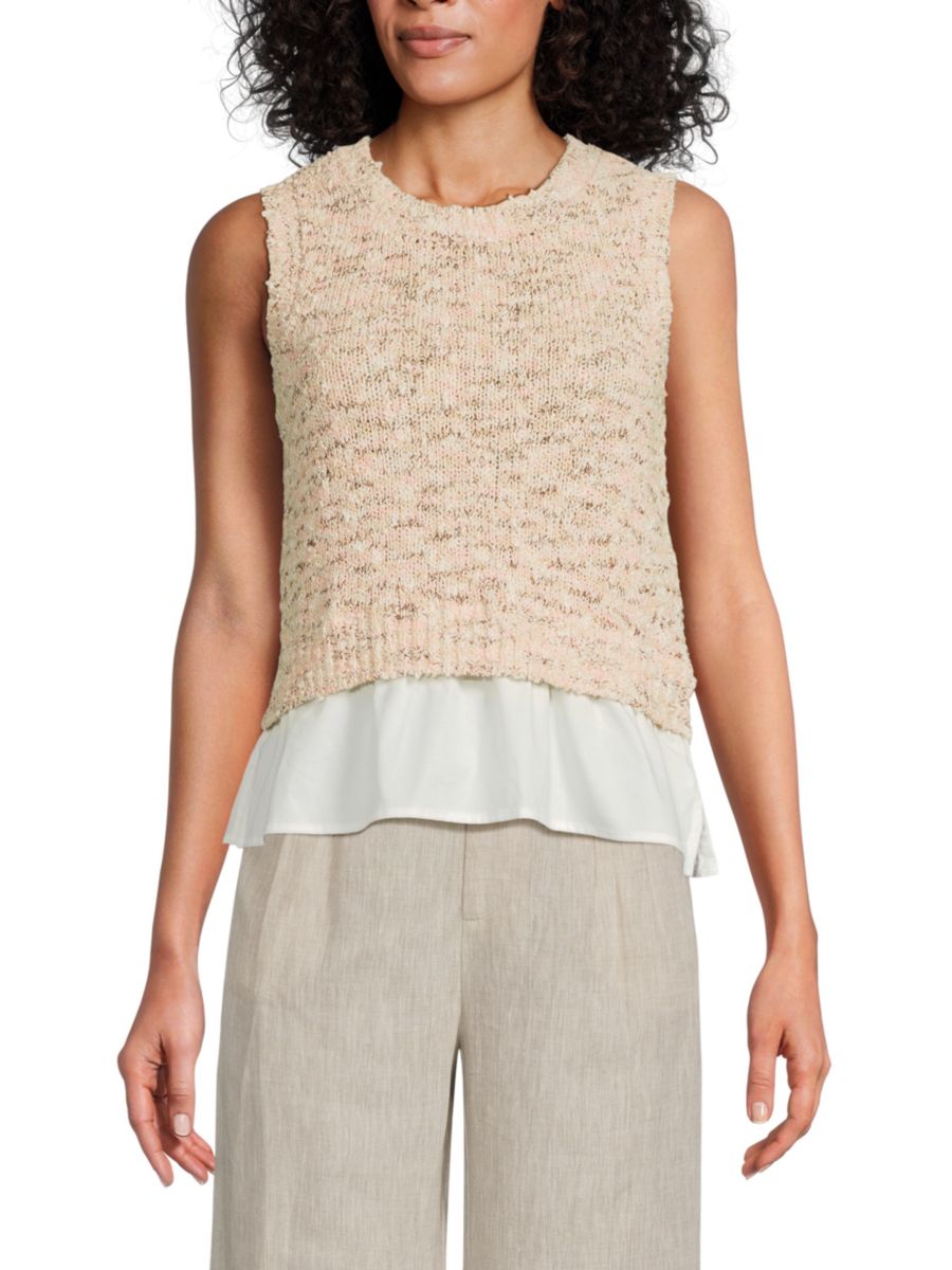 

Топ из трикотажной пряжи Bouclé Knit 2-Fer Tank Top Saks Fifth Avenue, цвет Cannoli Cream