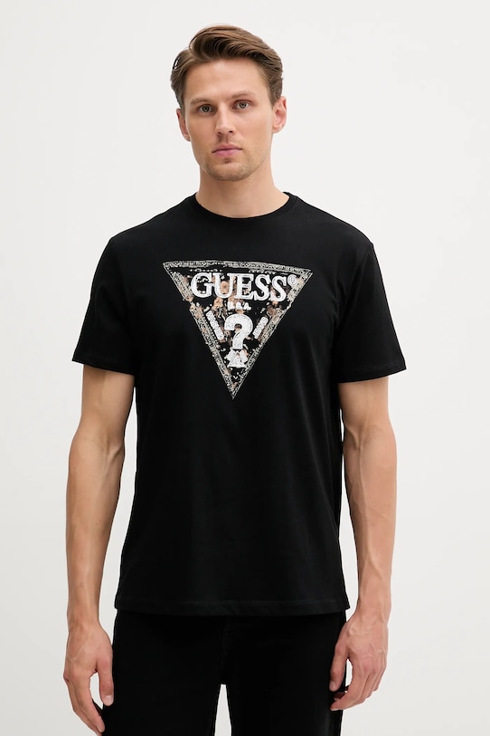 

Хлопковая футболка Guess, черный