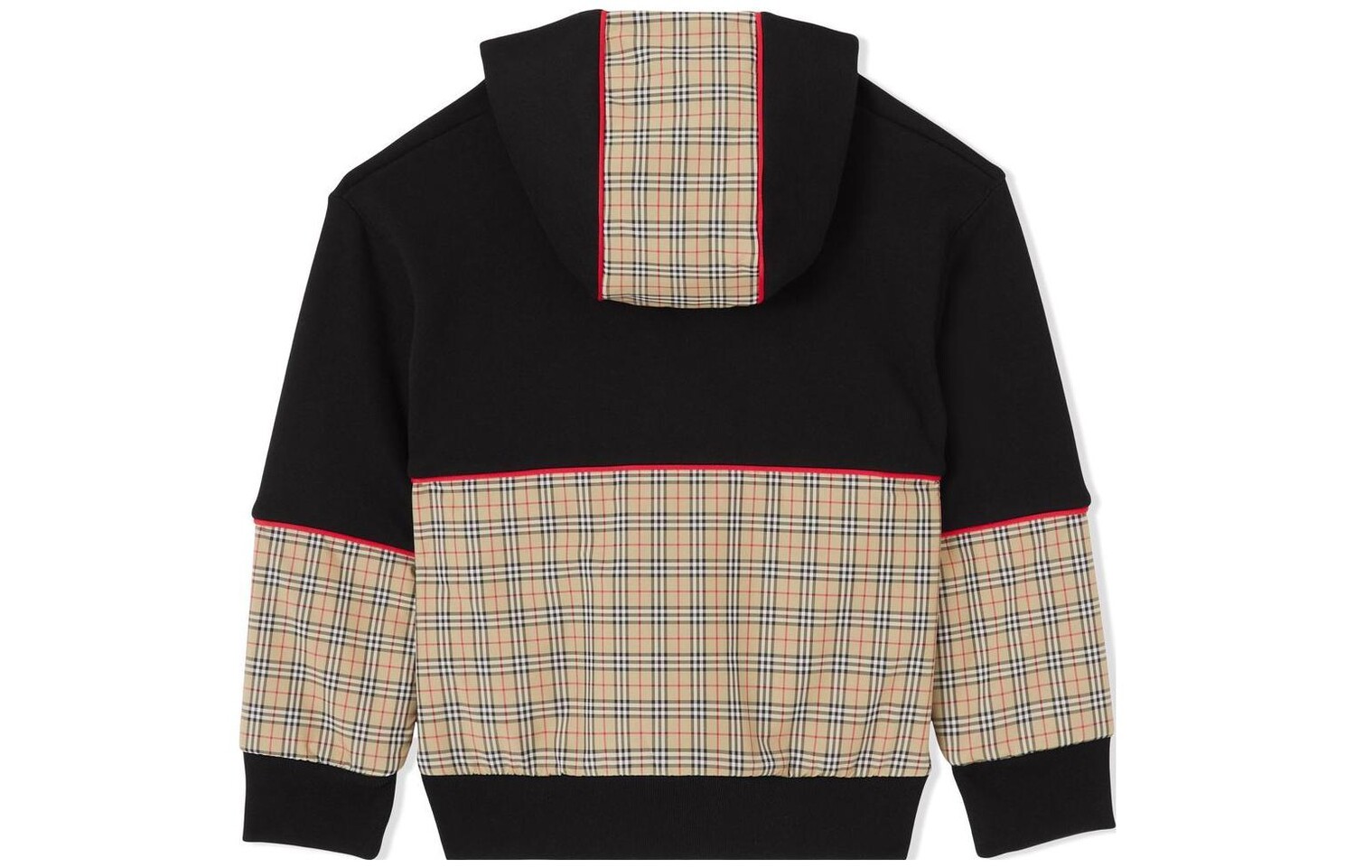 Burberry Kids худи на молнии в клетку со вставками, цвет Black — фото 2