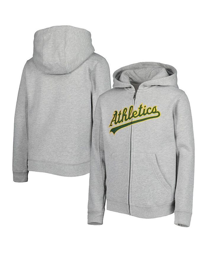 

Толстовка с молнией во всю длину и надписью Big Boys and Girls Heather Grey Oakland Athletics Outerstuff, серый