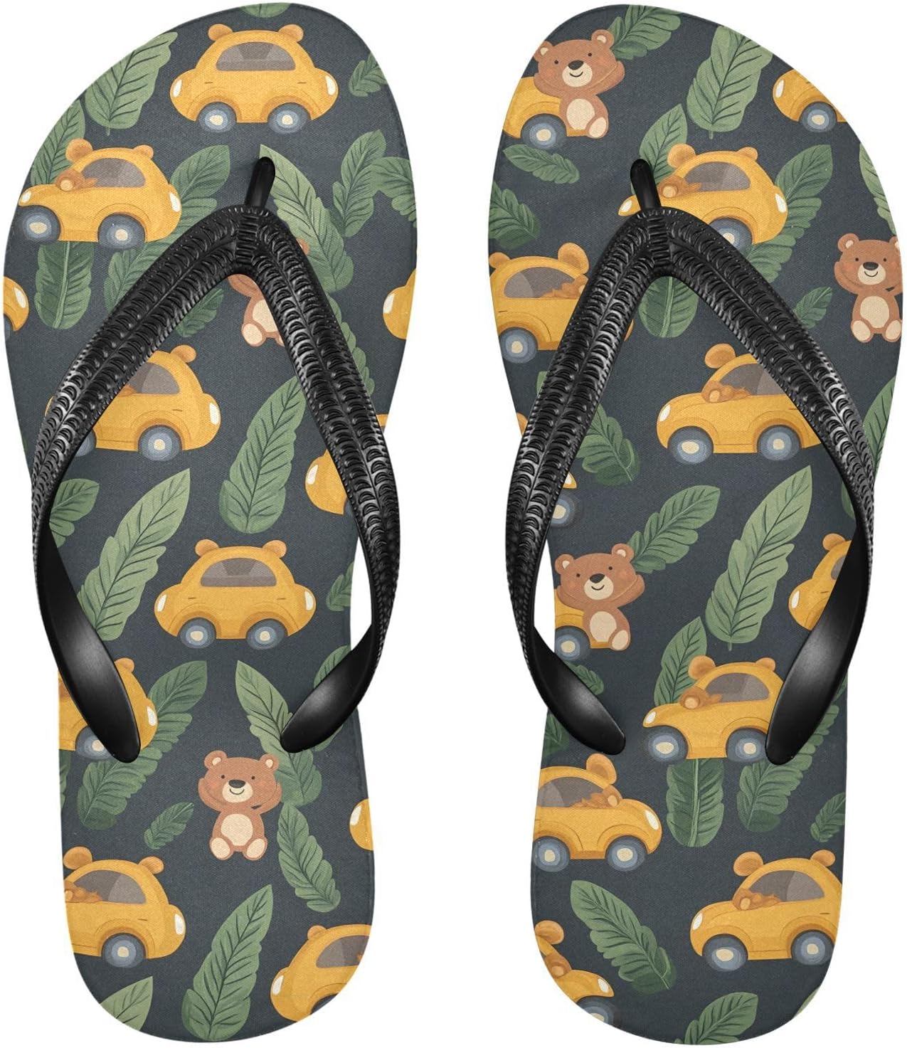 

Медведи Желтые Машины Зеленые Листья Пляжные Шлепанцы Летние Повседневные Сандалии для Женщин и Мужчин Душевые Тапочки 20861768 Kfbe