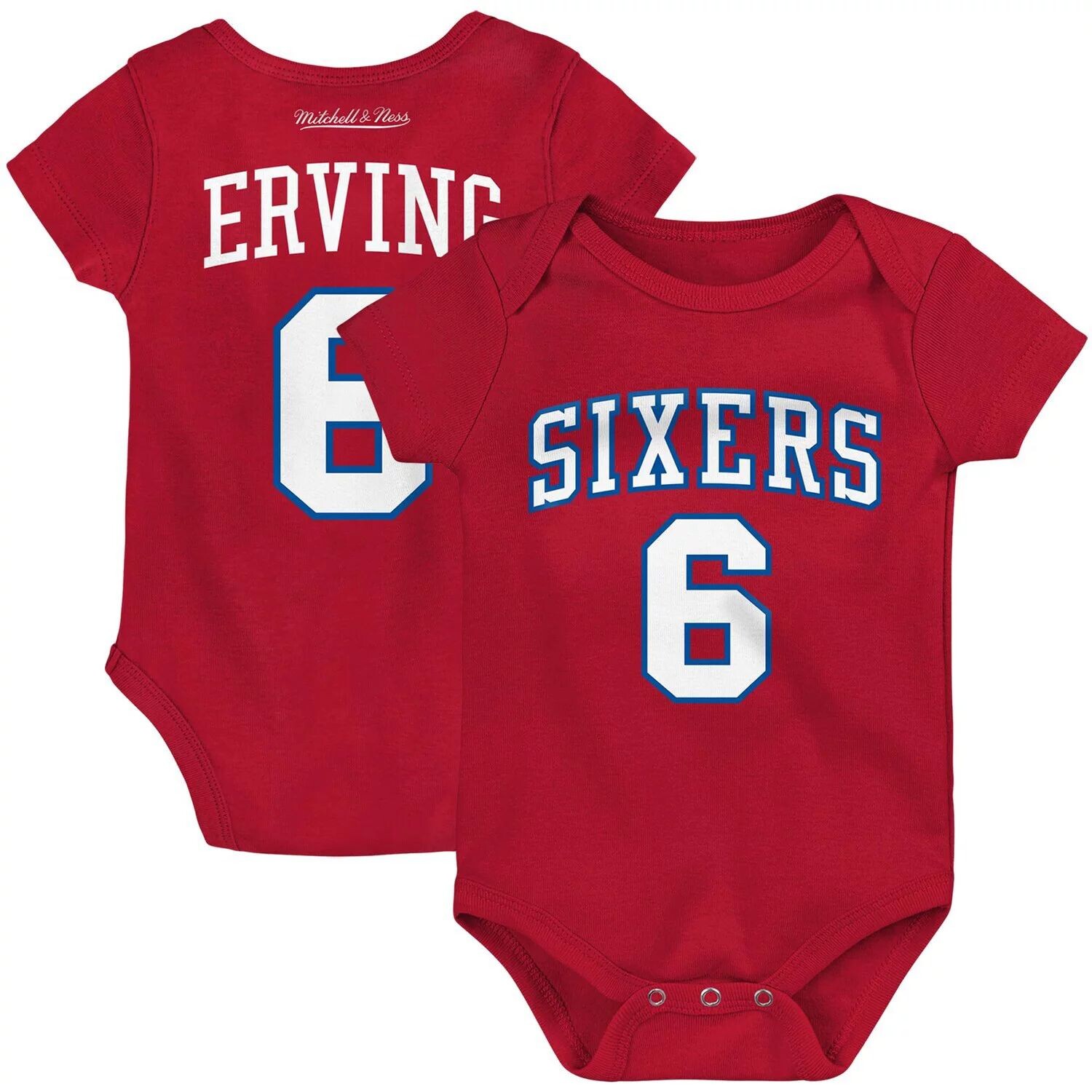 

Боди Infant Mitchell & Ness Julius Erving Red Philadelphia 76ers из твердой древесины, классическое боди с именем и номером Unbranded