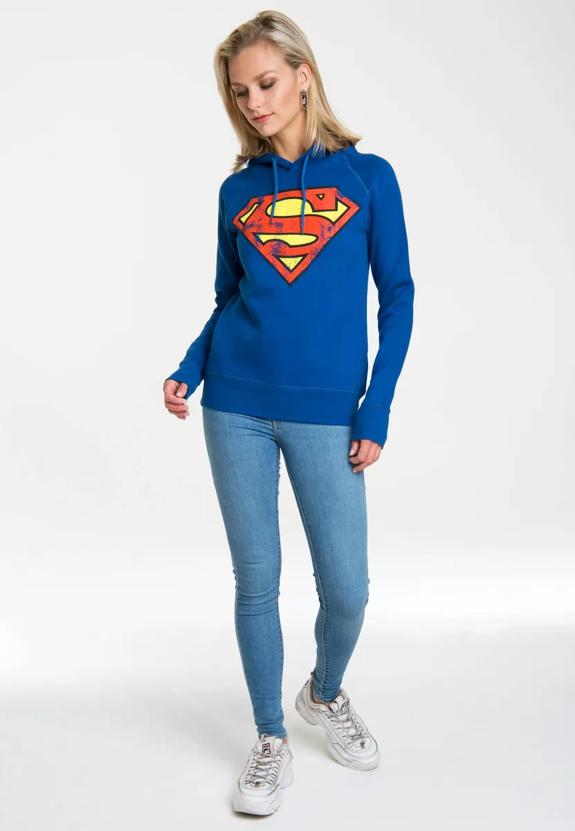 

Толстовка с капюшоном LOGOSHIRT "DC - Superman Logo", с принтом супергероя, синий