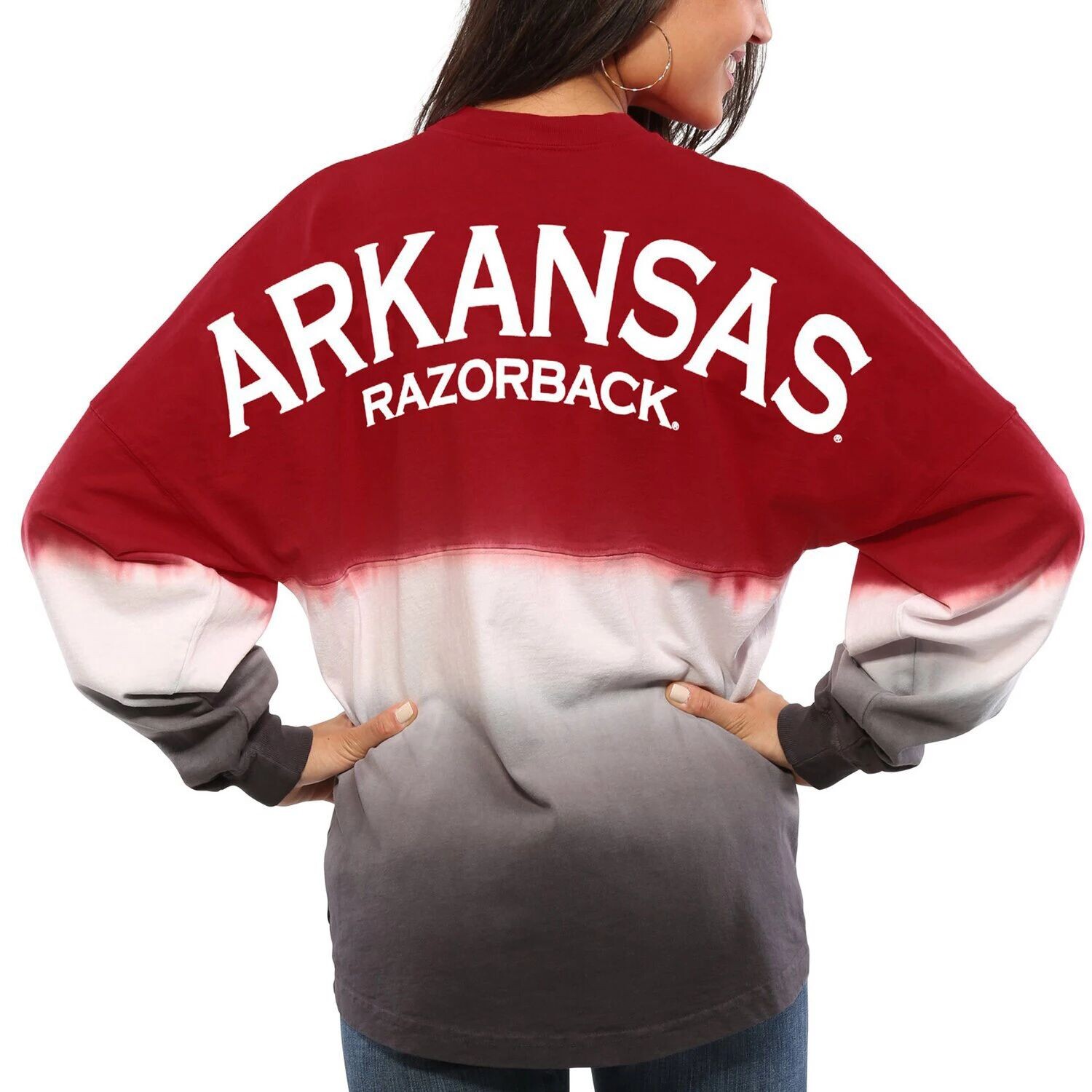 

Женский джерси Spirit с длинными рукавами и омбре Cardinal Arkansas Razorbacks