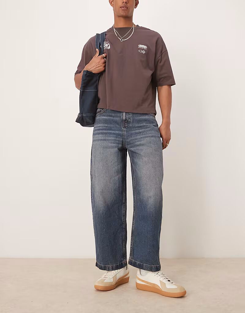 

Джинсы ASOS DESIGN barrel fit темно-синего цвета