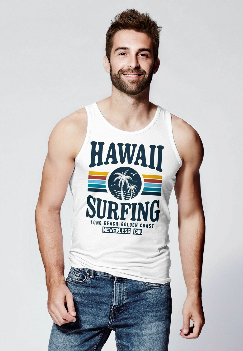 

Топ TANK HAWAII SURFING SOMMER STRAND PALME PRINT MUSKELS Neverless, белый
