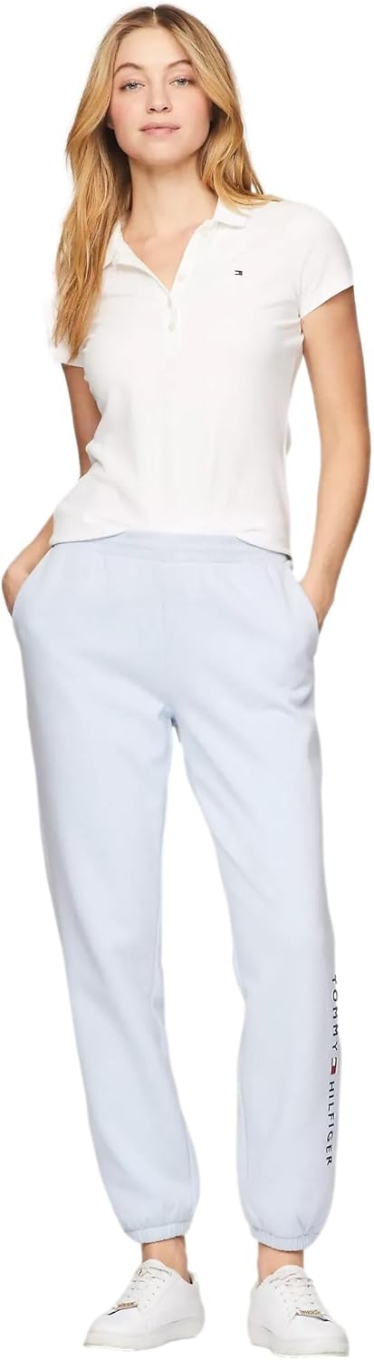 Женские зауженные флисовые спортивные брюки-джоггеры Tommy Hilfiger, Breezy Blue. — фото 2