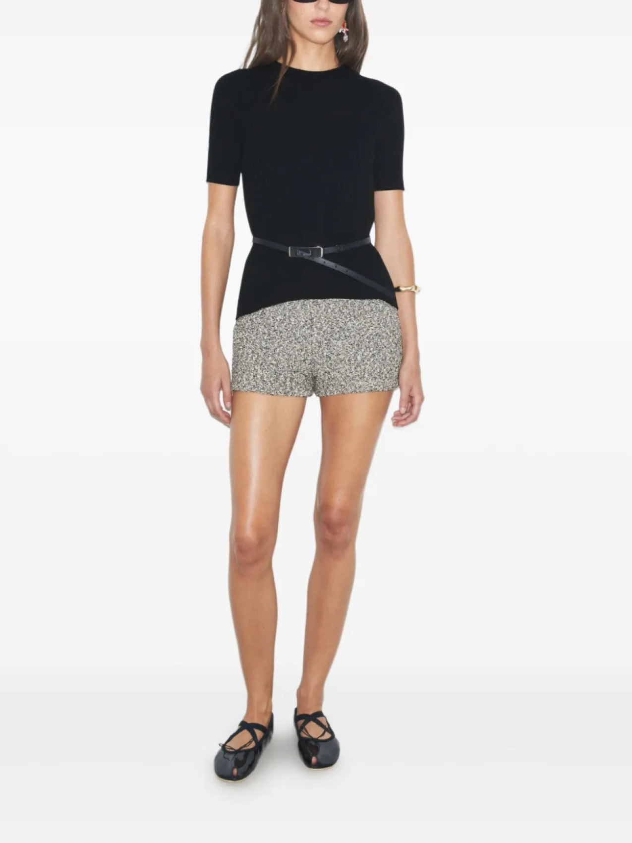 

Шорты Tory Burch из твида в крапинку, черный