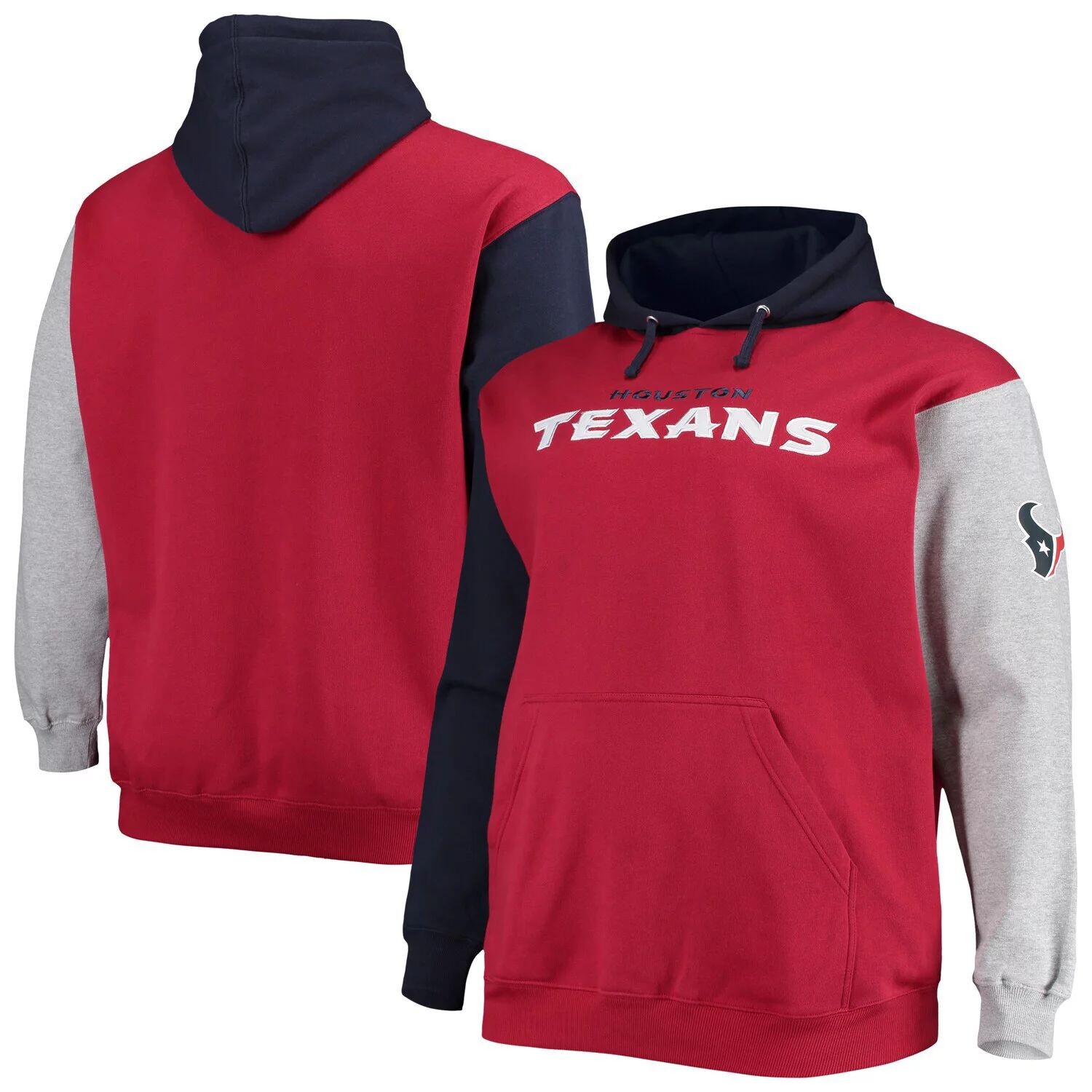 

Мужской темно-синий/красный пуловер с капюшоном Houston Texans Big & Tall