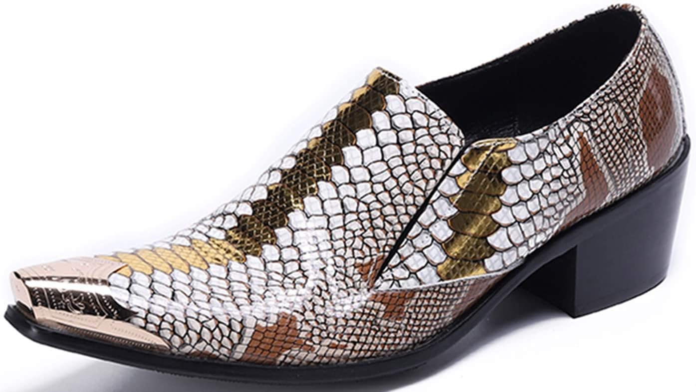 

Мужские туфли Santimon Mens Gold из настоящей кожи со змеиным узором