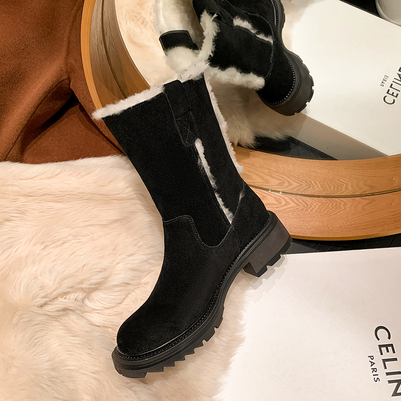Yeezyy Reezy Тёплые короткие полусапожки женские зимние - чёрные, цвет Black — фото 2