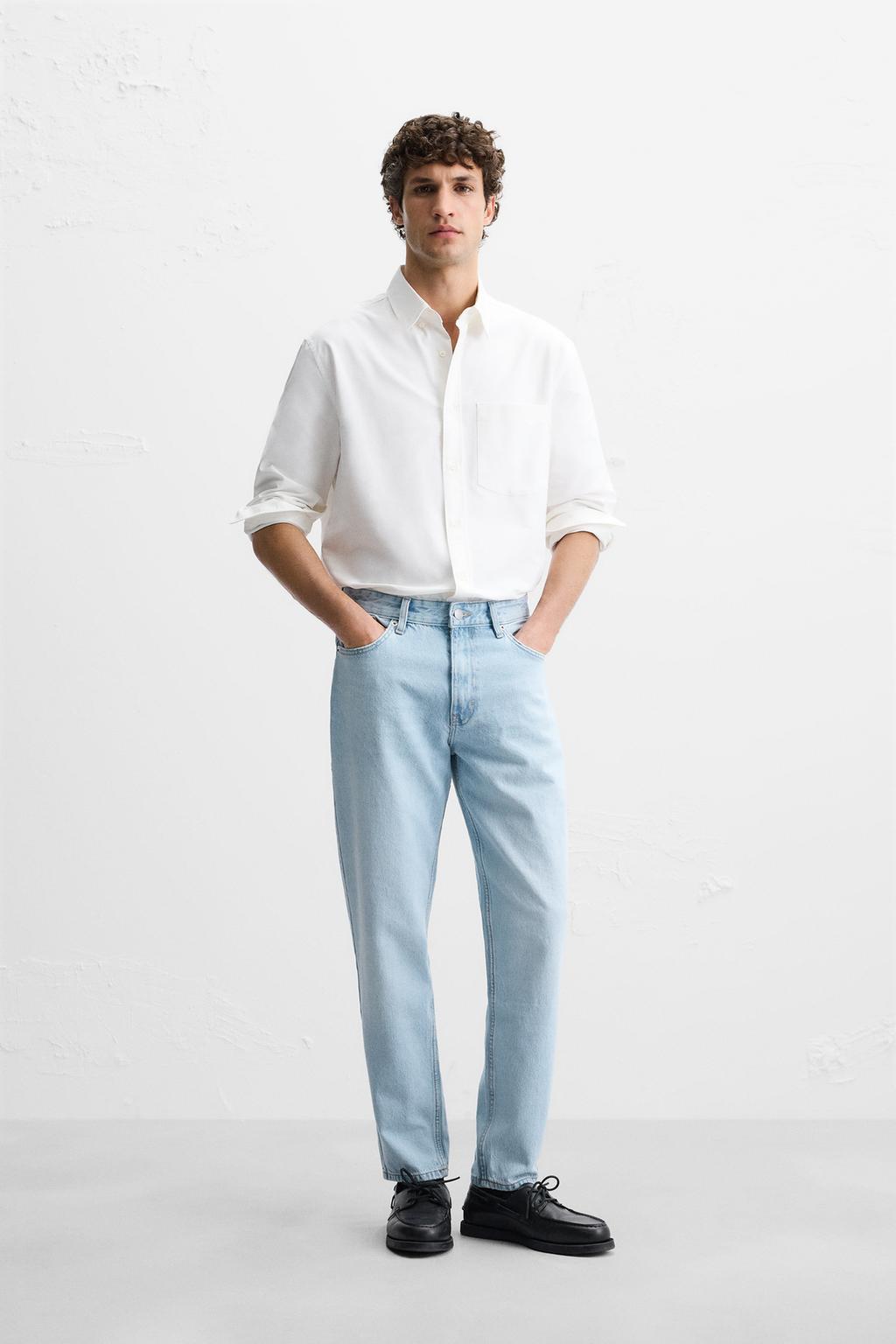 

Облегающие зауженные джинсы ZARA, светло-синий