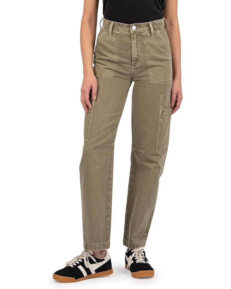 

Брюки KUT from the Kloth Kiera High Rise Slim Leg Barrel, оливковый