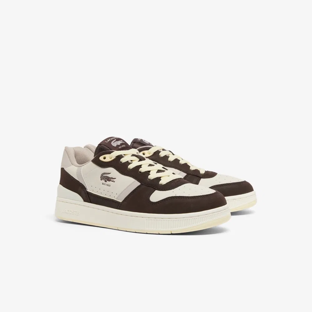 Мужские кожаные низкие кеды T-Clip Set серо-коричневые от Lacoste — фото 2