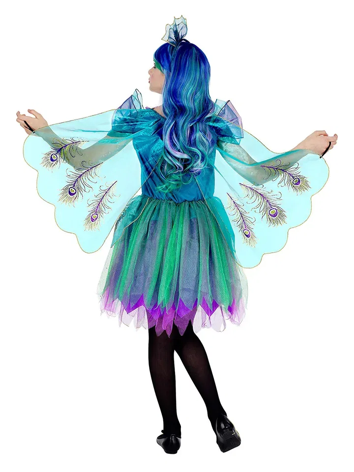 Костюм павлина с вуалью Carnival Party, сине-бирюзовый — фото 2