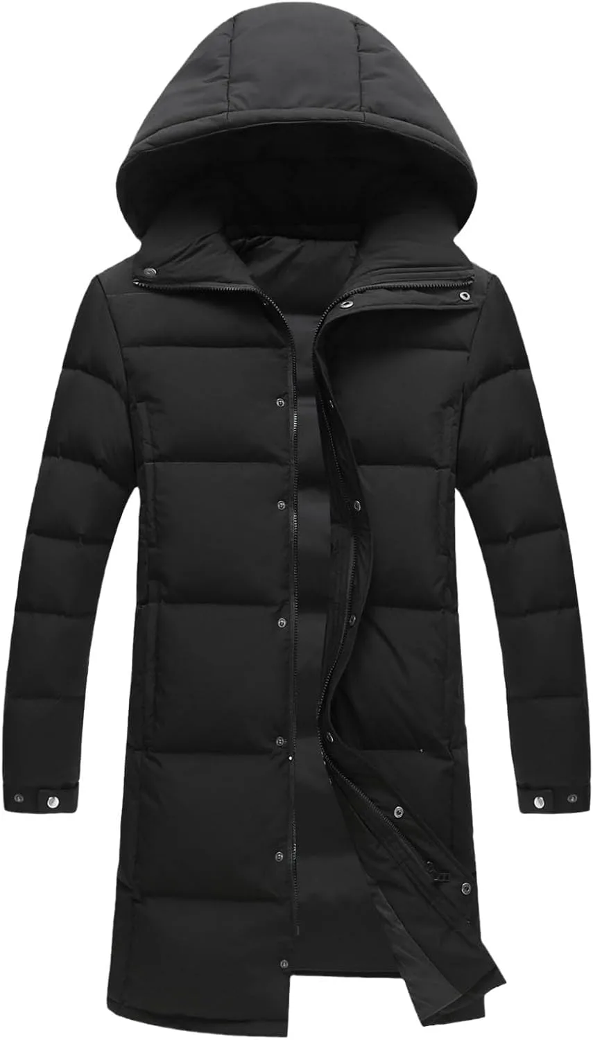 Мужская зимняя куртка Extra Long Parka удлиненная утепленная пуховик с капюшоном Generic, черный