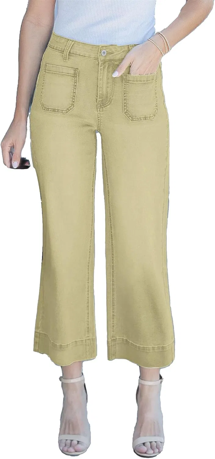 Джинсы клеш, высокие, Khaki