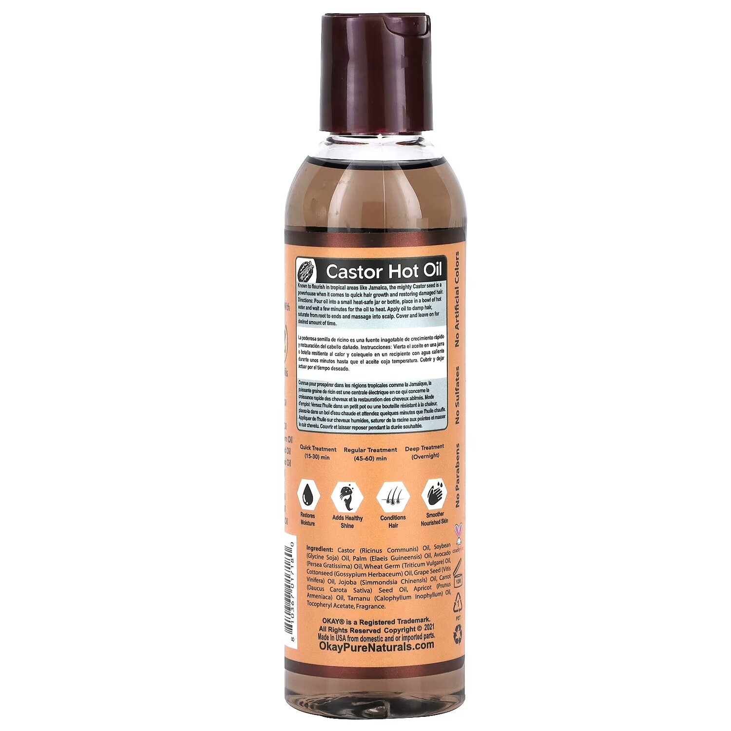 Масло для ухода Okay Pure Naturals черное ямайское касторовое масло, 177 мл — фото 2