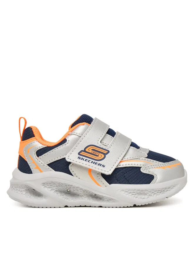 Кроссовки S-Lights: Meteor-Lights - Glow Spike 401498N/SLOR серебристого цвета Skechers