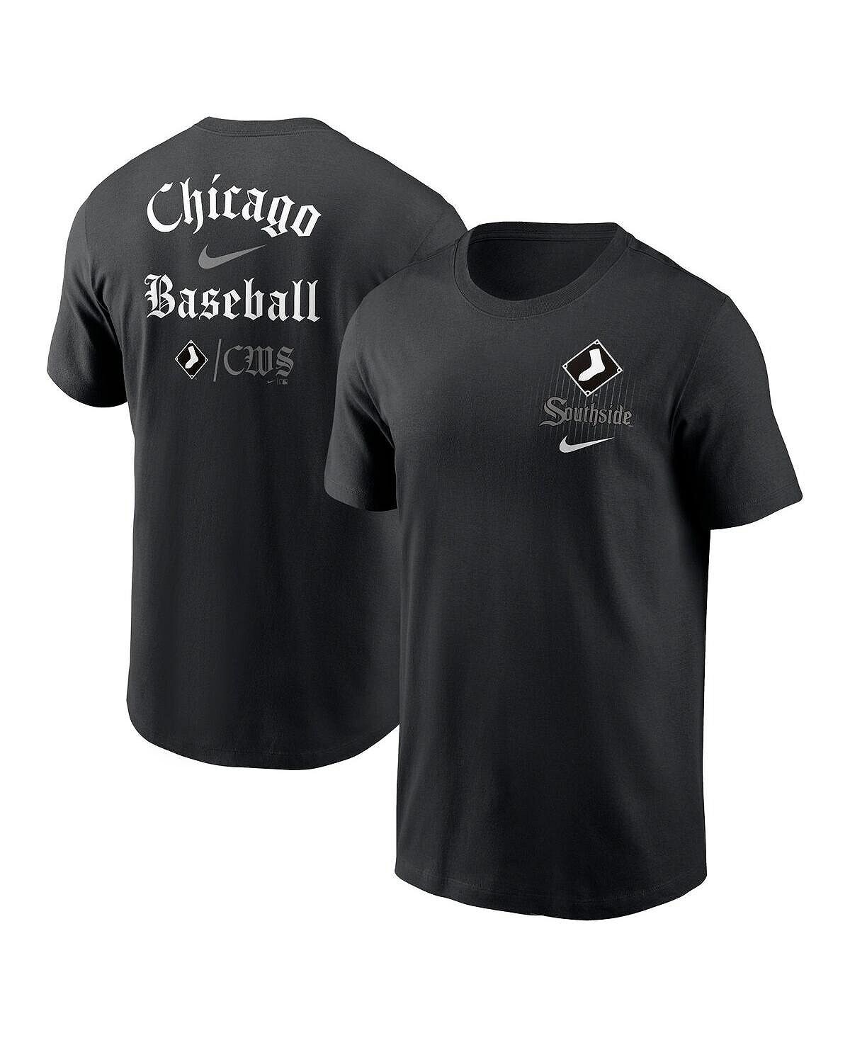 

Мужская черная футболка Chicago White Sox City Connect 2-Hit Nike, Черный, Мужская черная футболка Chicago White Sox City Connect 2-Hit Nike