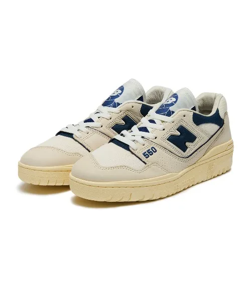 Мужские кроссовки из натуральной кожи New Balance 550 бежевые