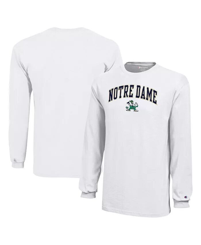

Белая футболка с длинными рукавами и логотипом Notre Dame Fighting Irish Arch для больших мальчиков и девочек Champion, белый