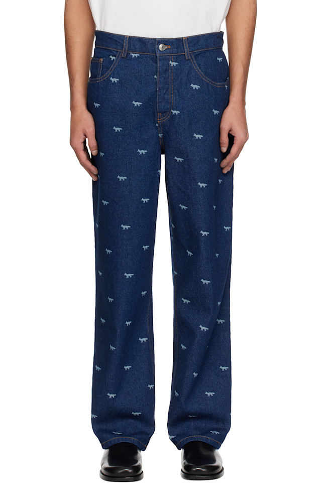

Расслабленные джинсы Maison Kitsuné, цвет dark laser profile fox