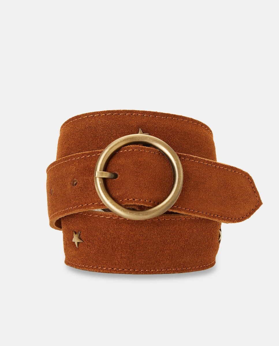 

Замшевый кожаный ремень со звездами Green Coast