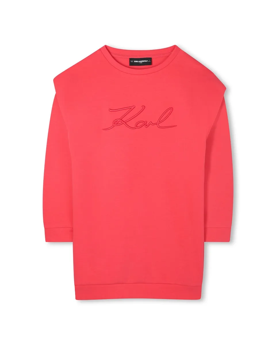 

Красное детское платье с длинными рукавами Karl Lagerfeld Kids