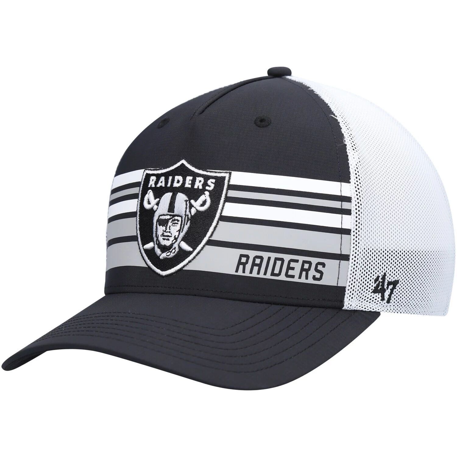 

Мужская черно-белая кепка '47 Las Vegas Raiders Altitude II MVP Trucker Snapback