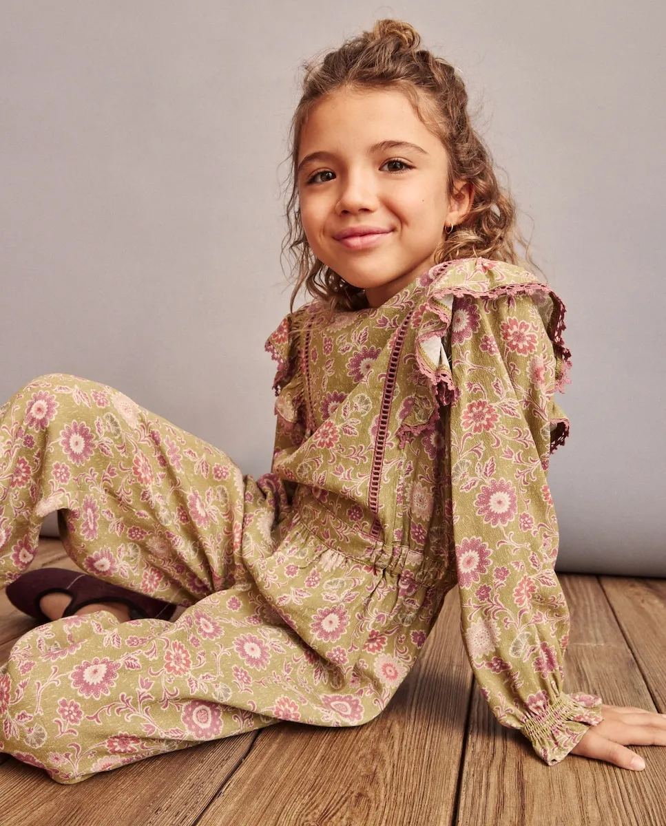 

Комбинезон с длинными рукавами с оборками, принт с цветами для девочки Coconut El Corte Inglés