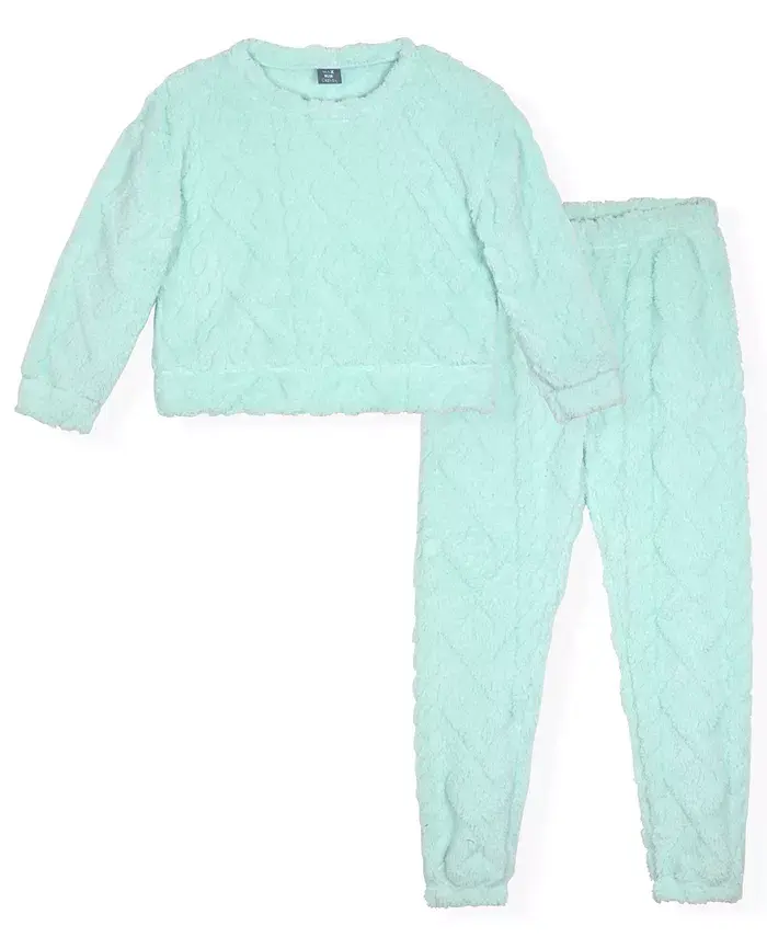 

Детский комплект пижамы для девочек 6-16 лет: топ с длинными рукавами и брюки-джоггеры, 2 предмета Max & Olivia, синий