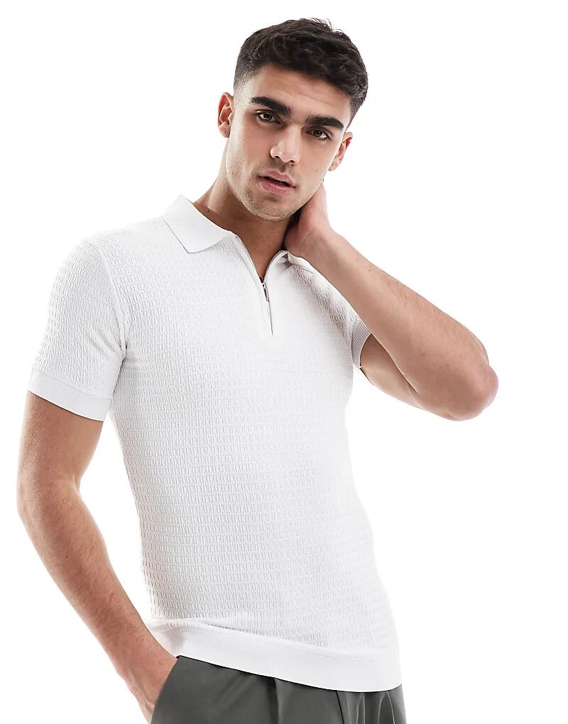 

Поло River Island Muscle Fit из текстурированного трикотажа белого цвета