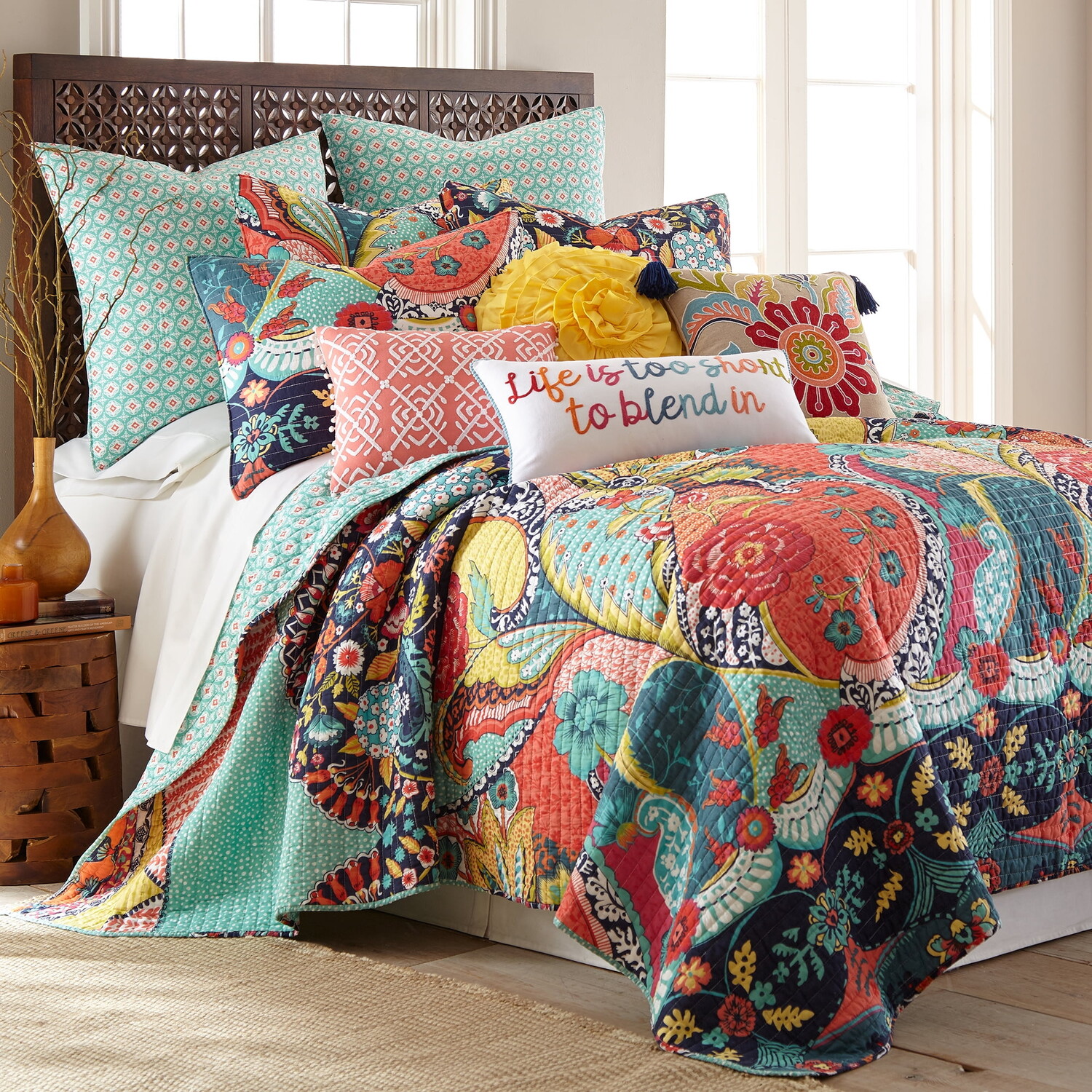 

Комплект одеяла и наволочек Levtex Home Jules Queen Quilt, желтый / синий