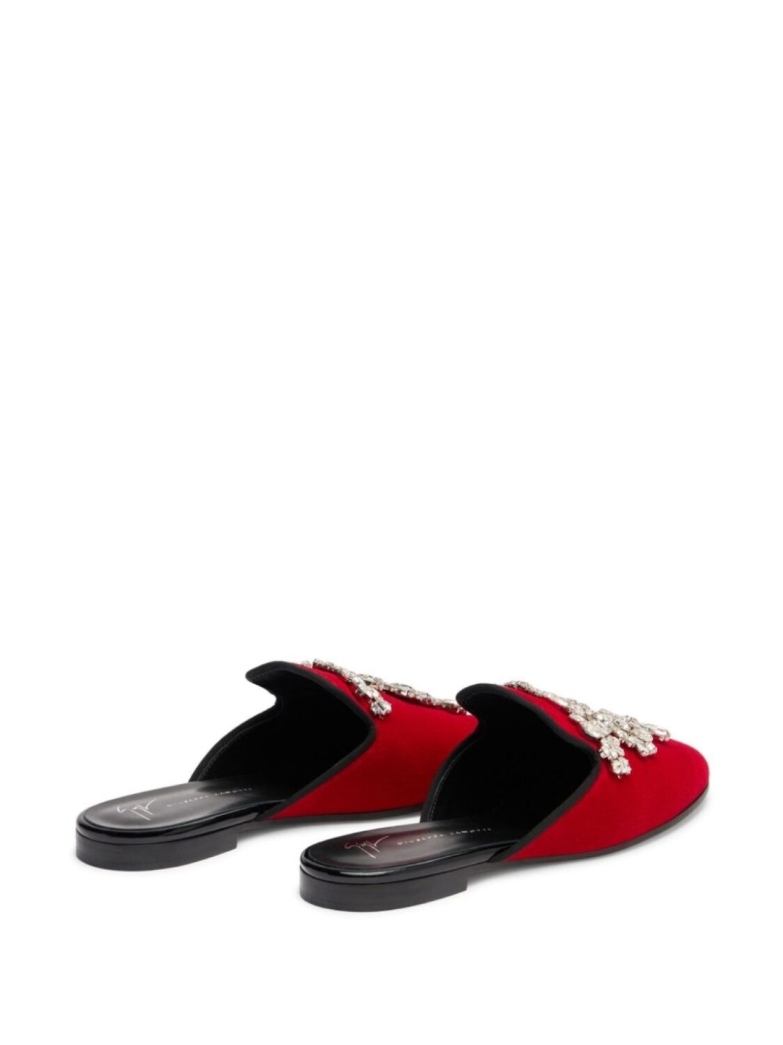 Giuseppe Zanotti бархатные мюли Elsa с кристаллами, красный — фото 3