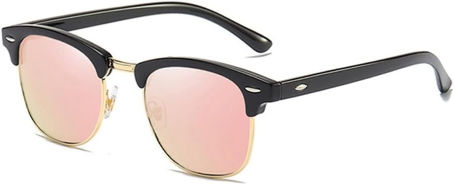 

Классические солнцезащитные очки в полуободковой оправе с поляризацией для мужчин и женщин, ретро-стиль, с заклепками, маленькие солнцезащитные очки для мужчин, черные, с антибликовым покрытием VFDHN, Black Pink