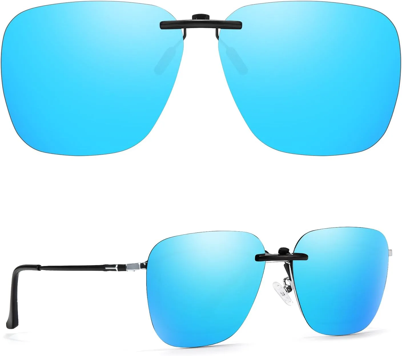 

Поляризованные солнцезащитные очки TJUTR с зажимом для ношения поверх очков с диоптриями, унисекс, защита от УФ-излучения UV400, антибликовые, откидные, B Blue