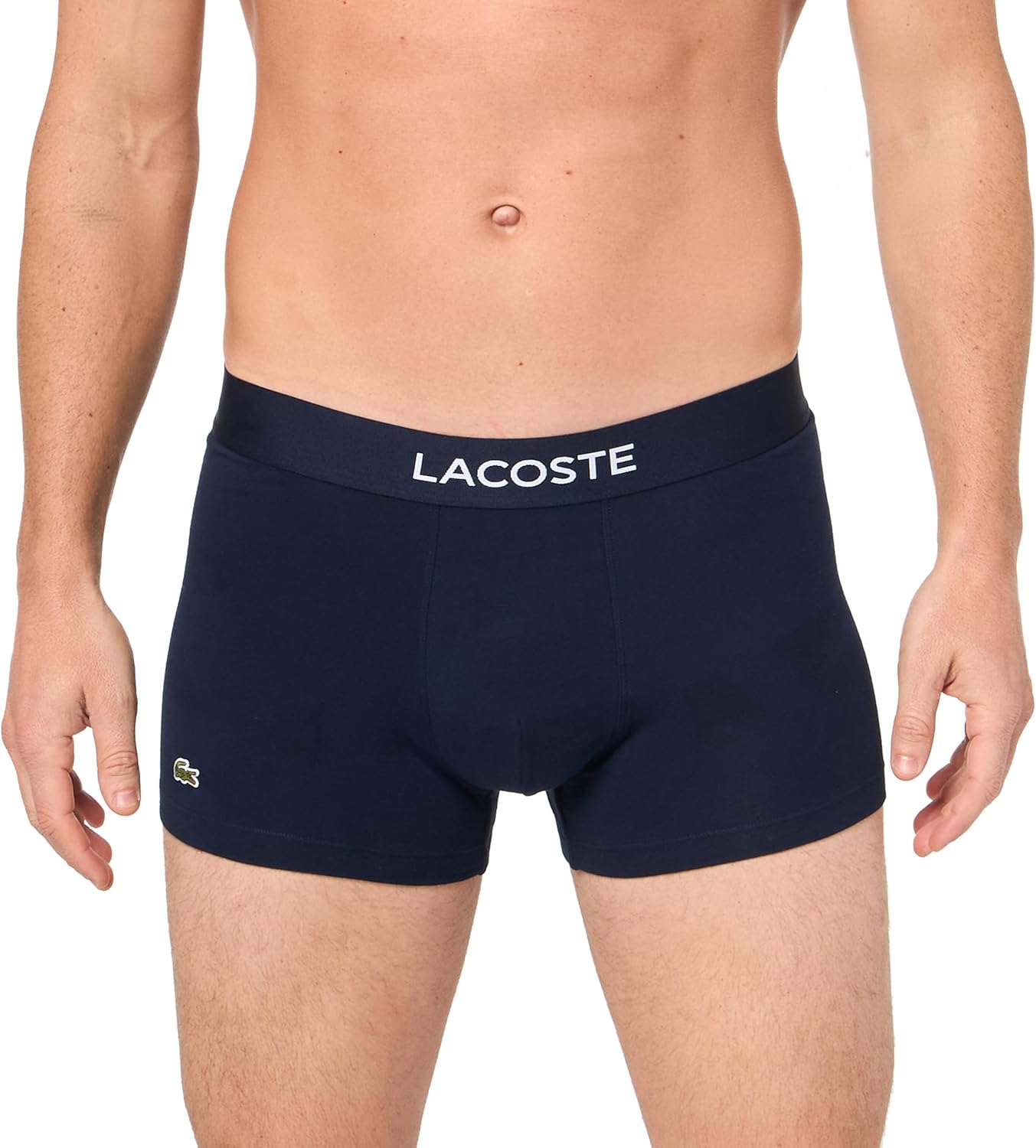 Боксеры Lacoste, мужские, хлопковые комплект из трех пар с диагональным принтом, красный/белый/темно-синий — фото 2