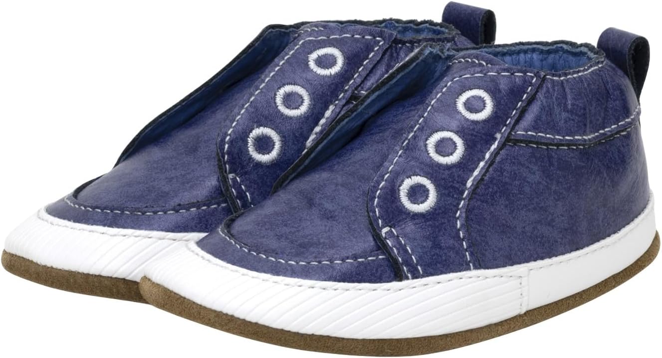 

Пинетки Robeez для мальчиков и мягкие обувь с противоскользящей подошвой для кроватки, тапочки-мокасины для младенцев и малышей, 0-24 месяца, синий