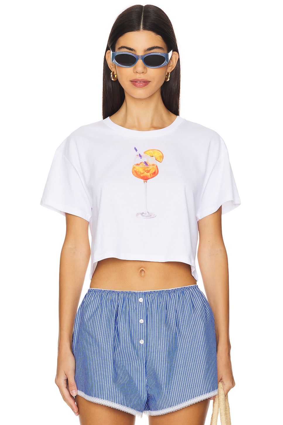 

Aperol spritz акварельный укороченный топ Polychrome Goods, белый