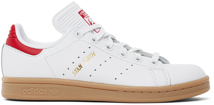 

Детские белые и красные кроссовки Stan Smith Big Kids Cloud white/Better Scarlet/Gum Adidas Kids