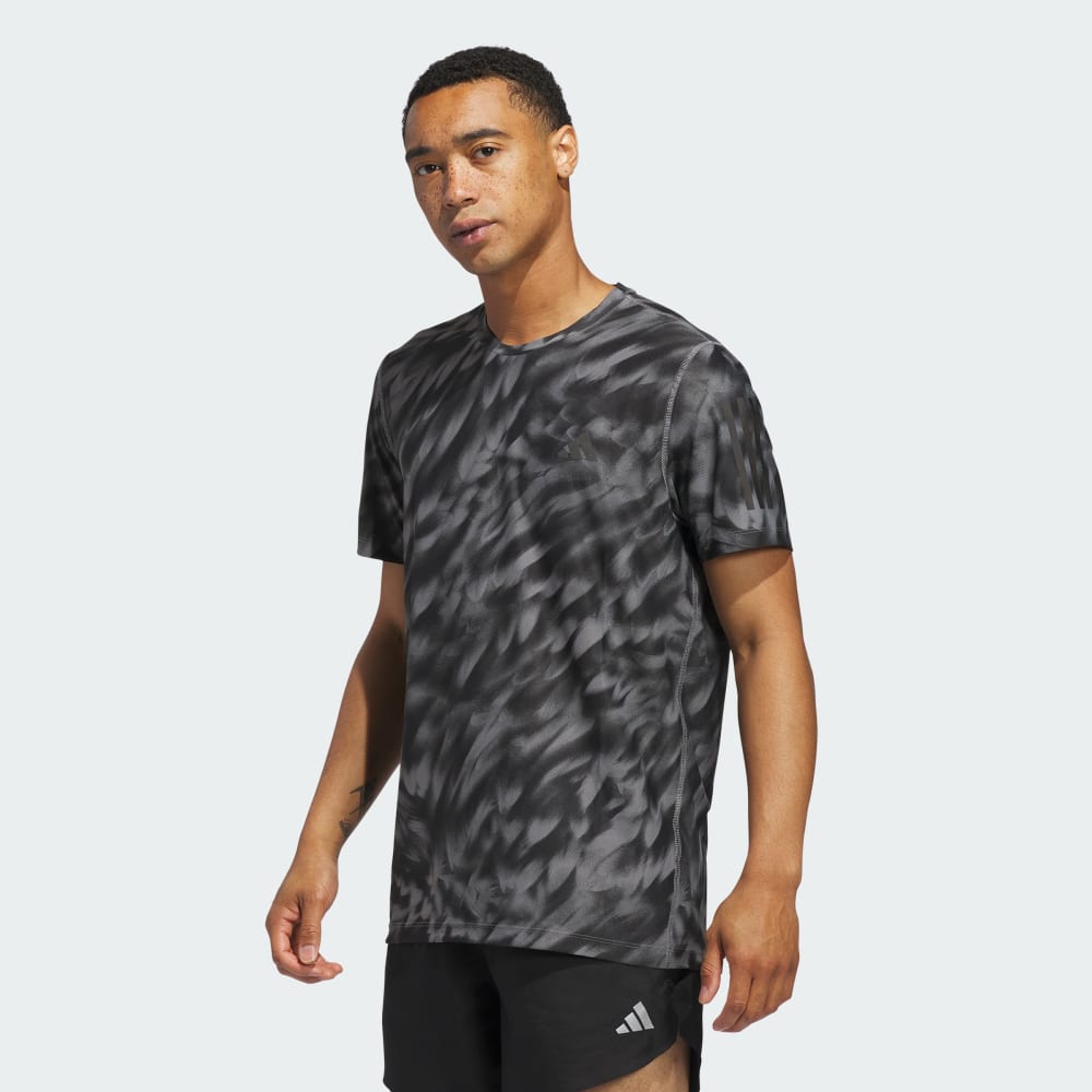 

Спортивная футболка Adidas Own The Run Allover Print Tee, цвет Grey Four/Black