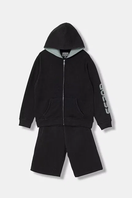 Спортивный костюм из хлопка модель Komplet dresowy dziecięcy bawełniany Guess, черный