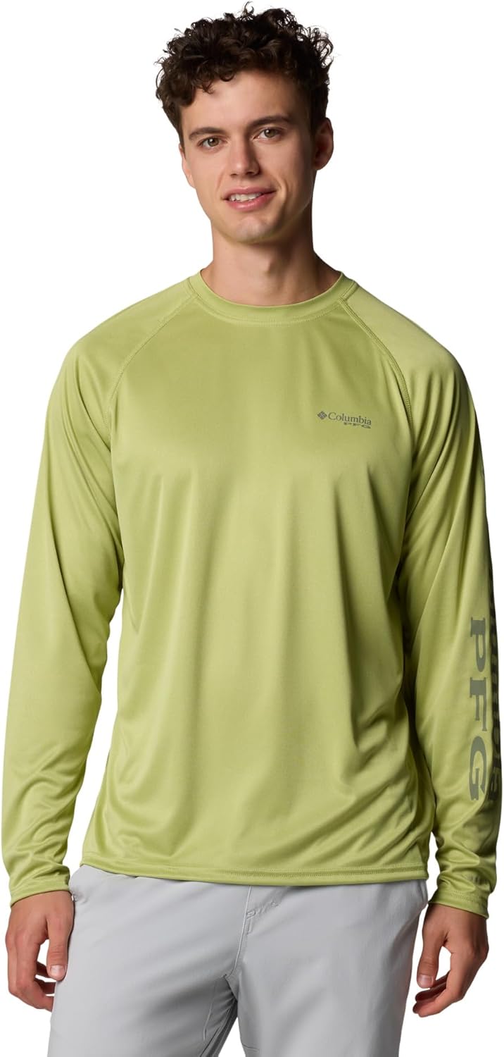 

Columbia мужская футболка PFG Terminal Tackle с длинным рукавом, Pear Heather/Cypress Logo