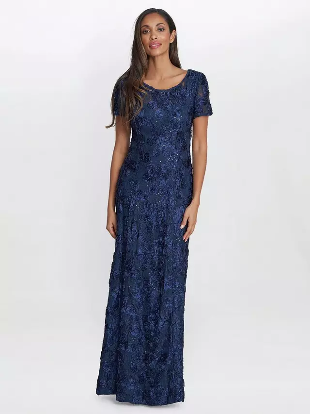 

Платье Gina Bacconi Nancy Rosette Sequin Detail Maxi, темно-синий