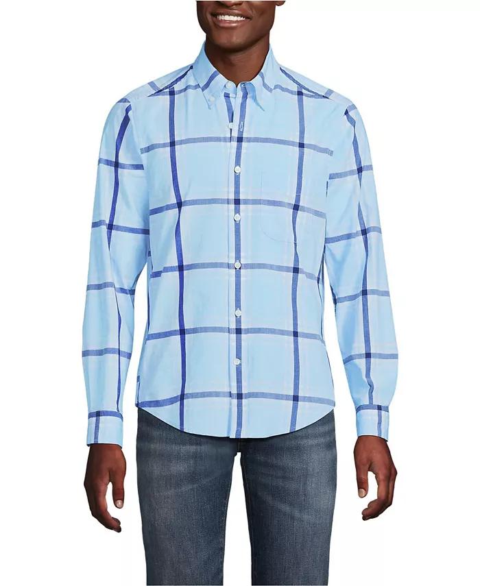 

Мужская классическая рубашка Essential Lightweight Poplin Lands' End, синий