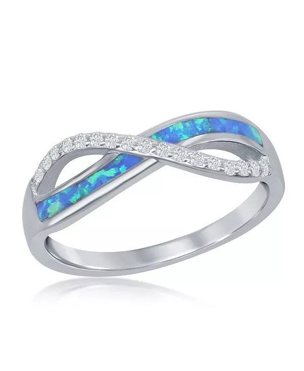 

Кольцо с инкрустацией из серебра 925 пробы и синим синтетическим опалом в виде бесконечности Caribbean Treasures, blue