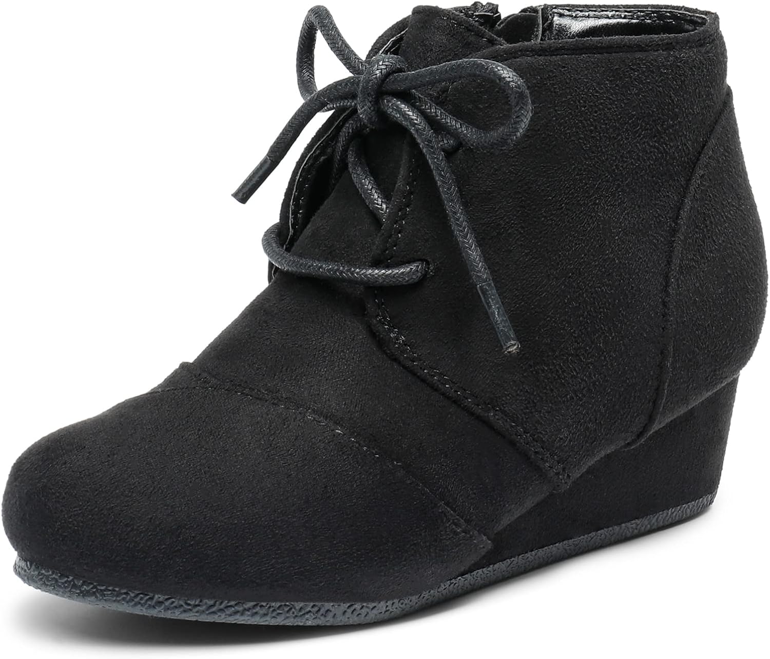 

DREAM PAIRS ботильоны на низком клиновидном каблуке с боковой молнией для малышей/детей младшего и старшего возраста, Black